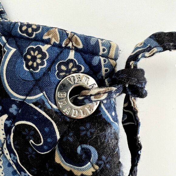 Vera Bradley Small Handbag Windsor Navy Blue Floral and Plaid - Picture 3 of 8